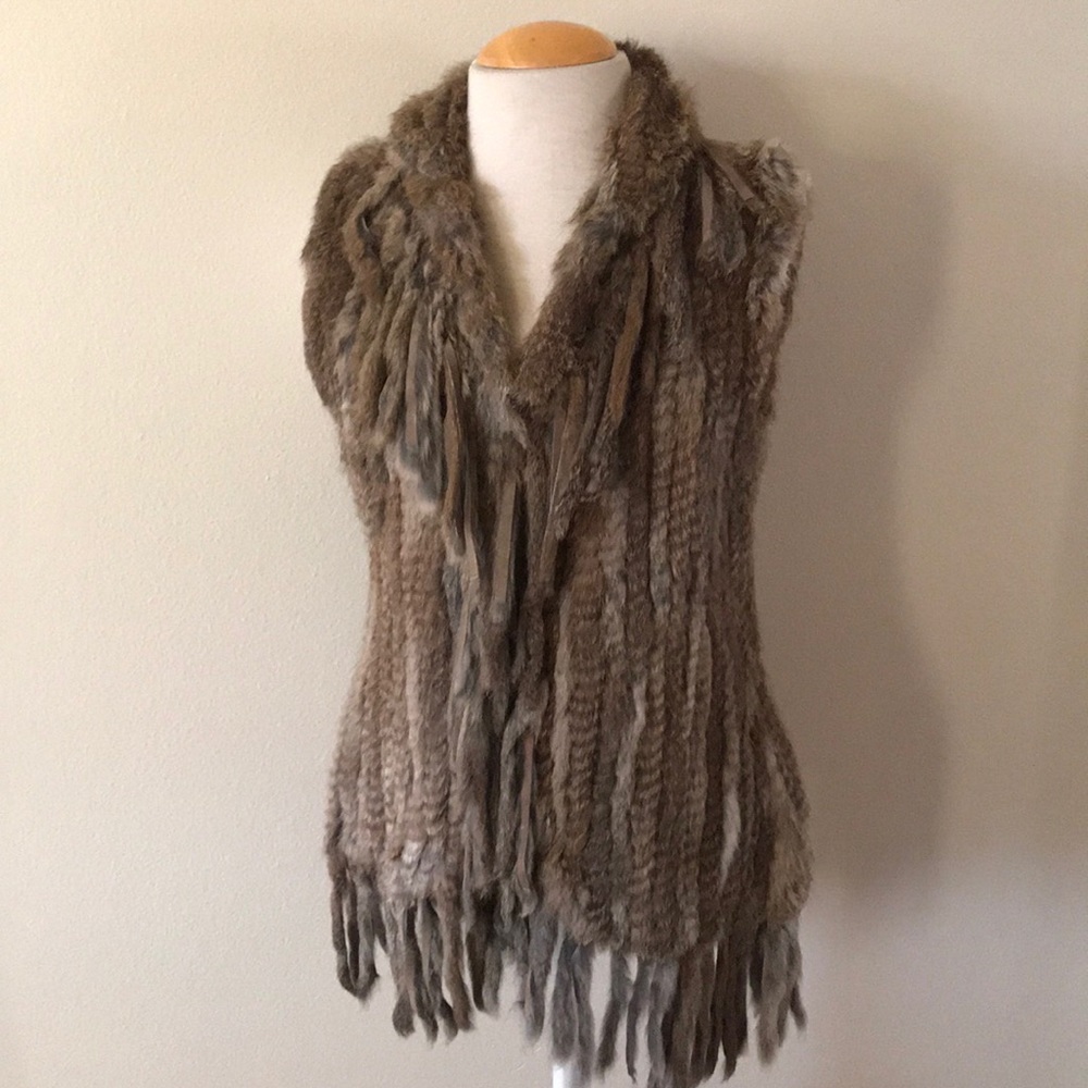 Adore Rabbit raccoon Fur knit sway Vest